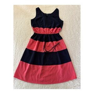 Navy and salmon elastic waist dress. Size 10
